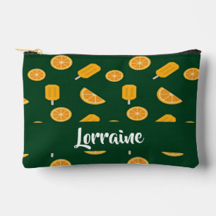 Custom name orange slices and ice cream green accessory pouch