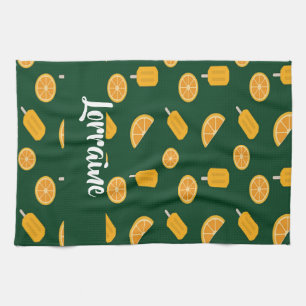 Custom name orange slices and ice cream green tea towel