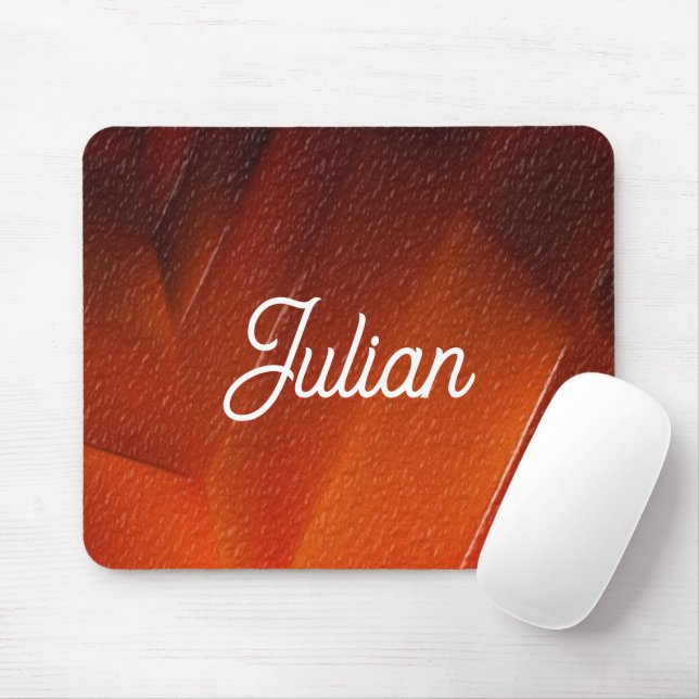 Custom name orange textured pattern mouse pad (With Mouse)