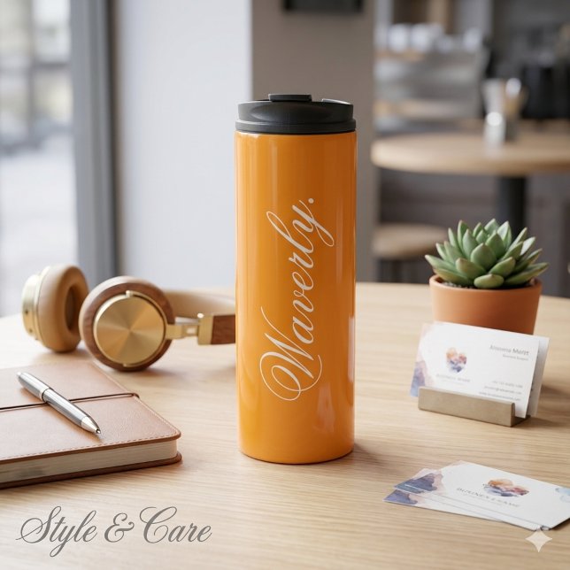 Custom Name Orange Thermal Tumbler Design (Custom Name Orange Thermal Tumbler Design)