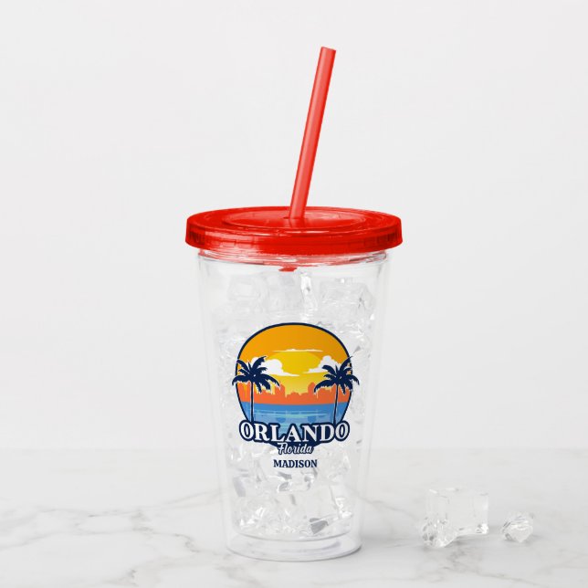 Custom Name Orlando Florida Acrylic Tumbler (Back Ice)
