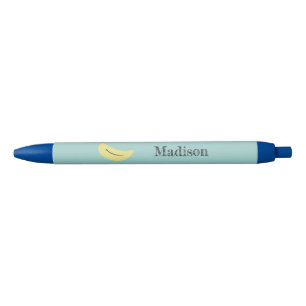 Custom name painted banana on blue black ink pen