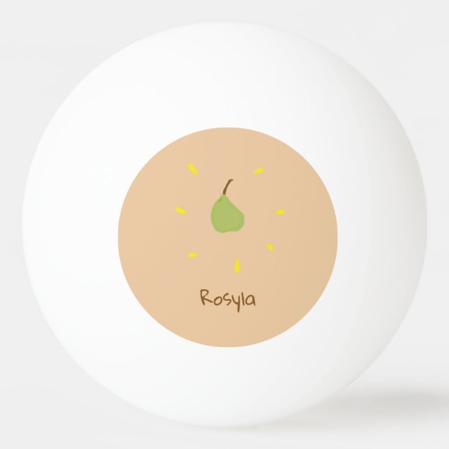 Custom name painted pear on brown ping pong ball (Front)