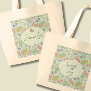 Custom Name Paisley Tote Bag Spread Joy Design
