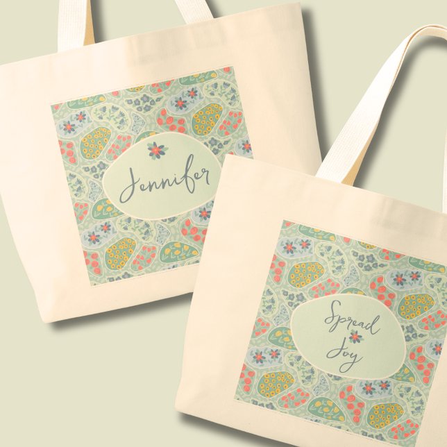 Custom Name Paisley Tote Bag | Spread Joy Design (Personalized Paisley Tote Bag with Name | Spread Joy Message | Custom Gift)