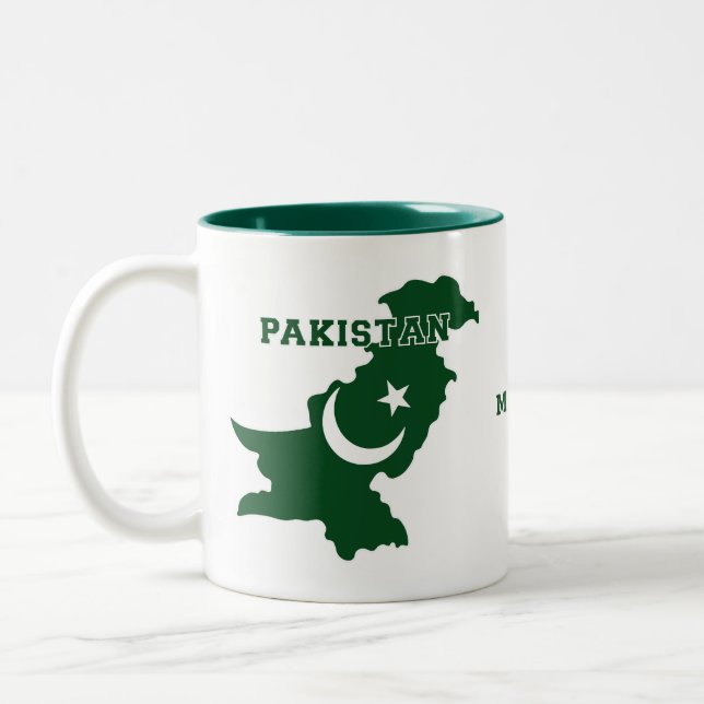 Custom Name Pakistan Two-Tone Coffee Mug (Left)