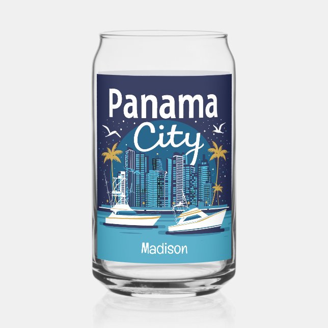 Custom Name Panama City Can Glass (Back)