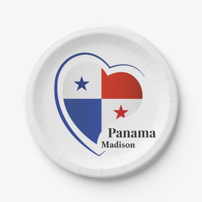 Custom Name Panama Love Paper Plate (Front)