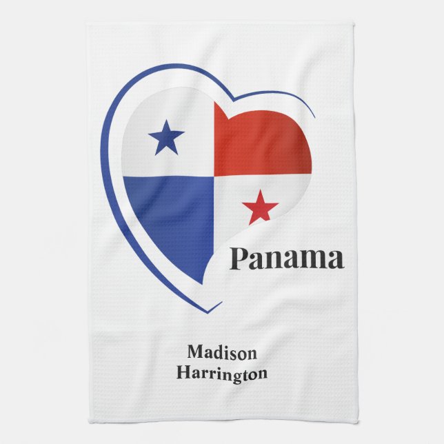 Custom Name Panama Love Tea Towel (Vertical)