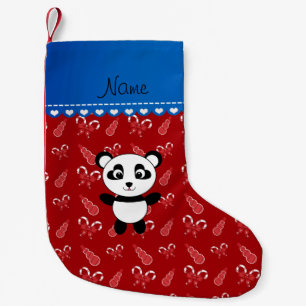 Custom name panda red snowmen candy canes small christmas stocking