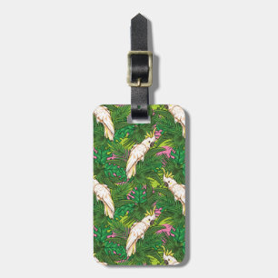 Custom Name Parrot Pattern With Palm Leaves Luggage Tag