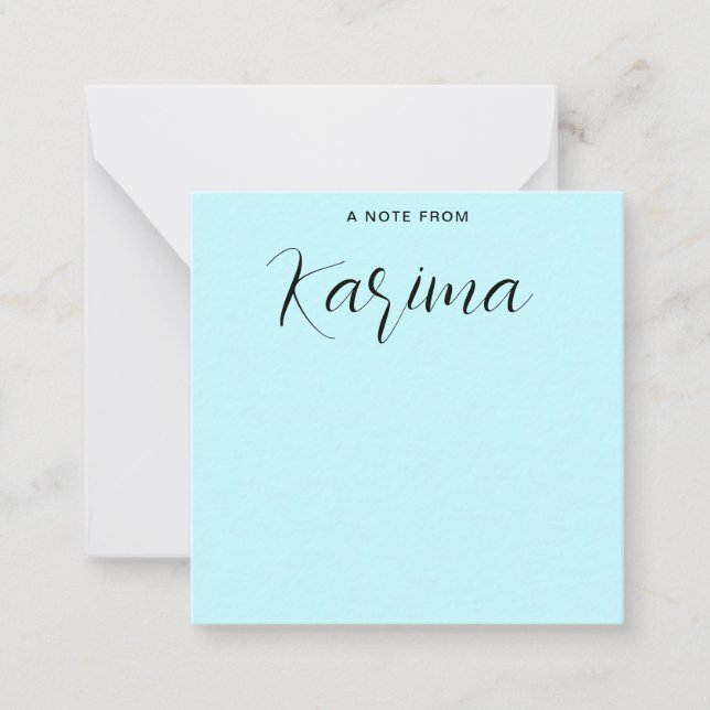 Custom Name Pastel Blue Calligraphy Card (Front)