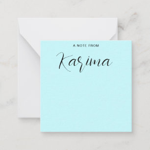Custom Name Pastel Blue Calligraphy Card