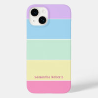 Custom Name Pastel Colors Horizontal Stripes 