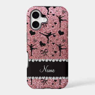 Custom name pastel pink glitter figure skating