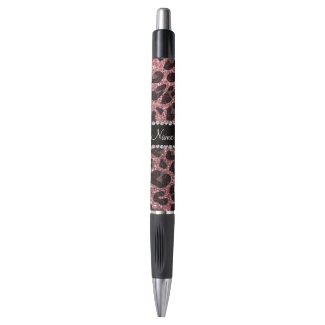 Custom name pastel pink glitter leopard print (Front Vertical)