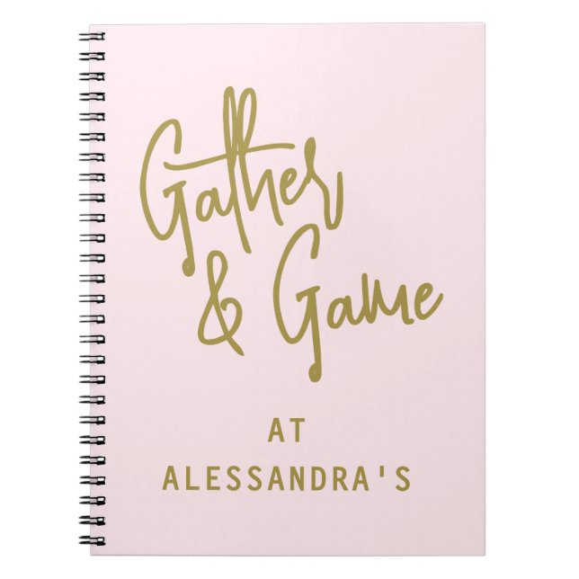 Custom Name Pastel Pink Gold Fun Game Score Track Notebook (Front)