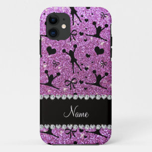 Custom name pastel purple glitter cheerleading Case-Mate iPhone case