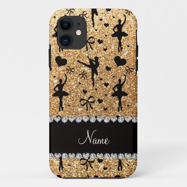Custom name pastel yellow glitter ballerinas Case-Mate iPhone case (Back)