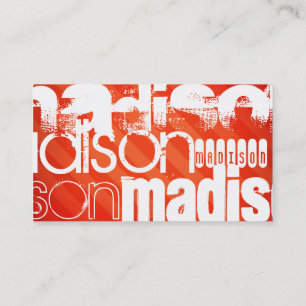 Custom Name Pattern on Neon Orange Stripes Business Card