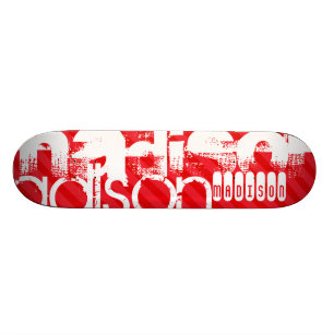 Custom Name Pattern on Red Diagonal Stripes Skateboard