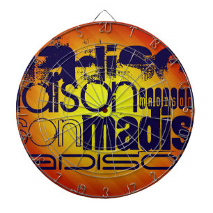 Custom Name Pattern; Yellow Orange Background Dartboard