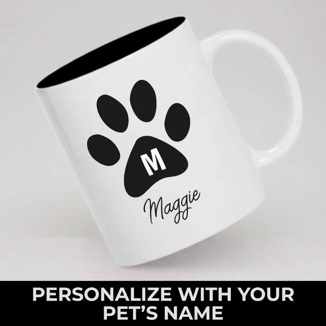 Custom Name Paw Monogram Mug Gift for Dog Mum Dad (Personalized Paw Monogram Mug Gift for Dog Mom Dad, Custom Dog Name Mug Paw Gift Dog Parents)