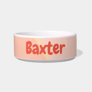 Custom Name Peach Swirls Ceramic Pet Bowl