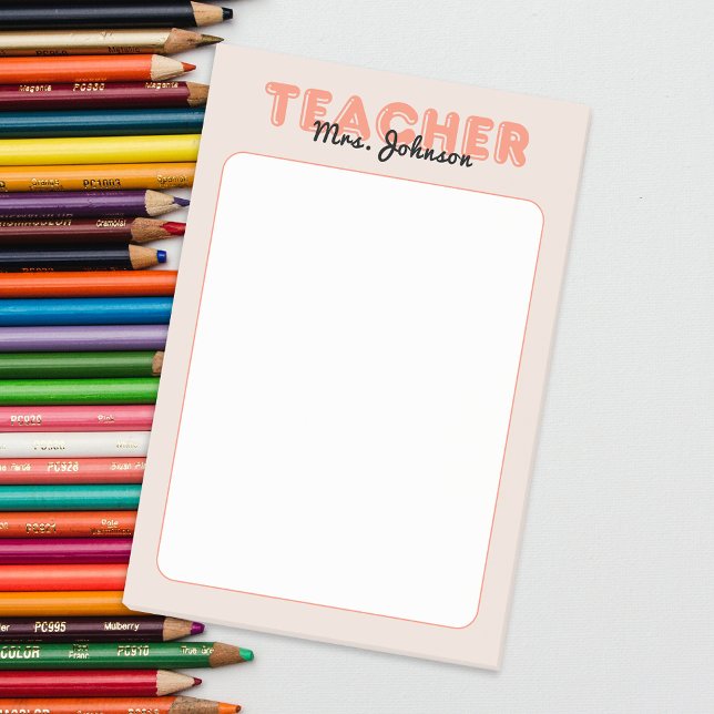 Custom Name Peach Teacher Post-it Notes (Custom Name Purple Teacher Post-it Notes)