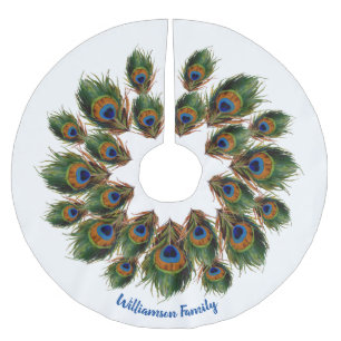 Custom Name Peacock Brushed Polyester Tree Skirt