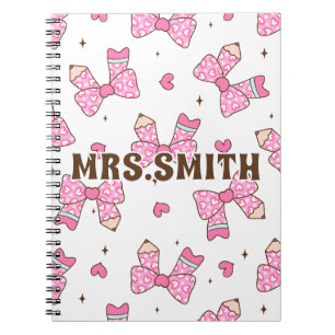 Custom Name Pencil Coquette Bow  Notebook