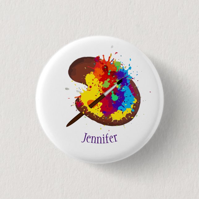 Custom Name Personalised Artist Painter Art 3 Cm Round Badge (Front)