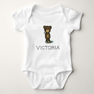 Custom name / Personalised cute teddy bear Baby Bodysuit