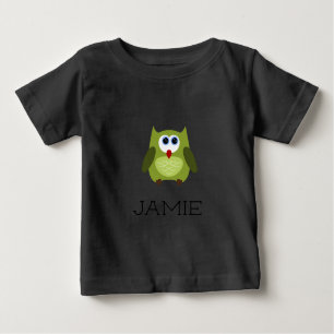 Custom name / Personalised green owl Baby T-Shirt