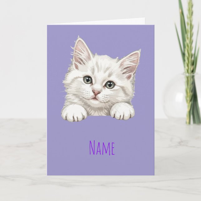 Custom Name Personalised Kitten Art Gift Card (Front)