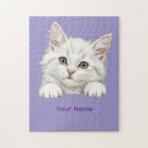 Custom Name Personalised Kitten Art Gift Jigsaw Puzzle