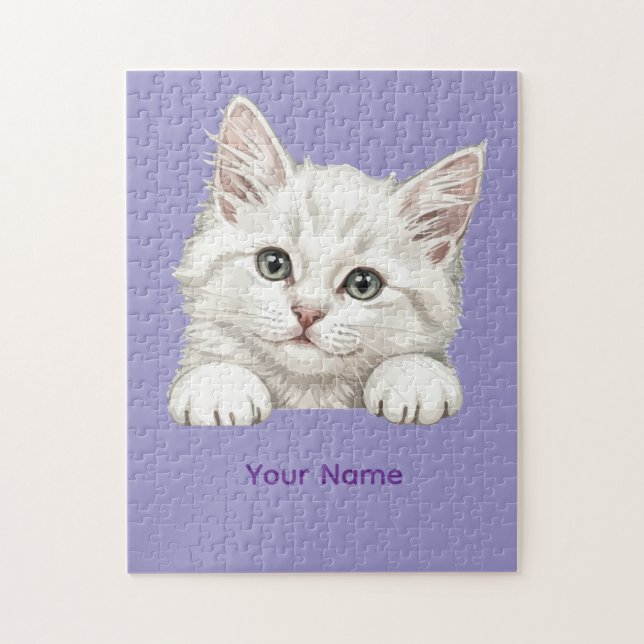 Custom Name Personalised Kitten Art Gift Jigsaw Puzzle (Vertical)