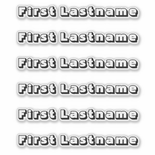 CUSTOM NAME — Personalised Labels Sticker Pack (Front)