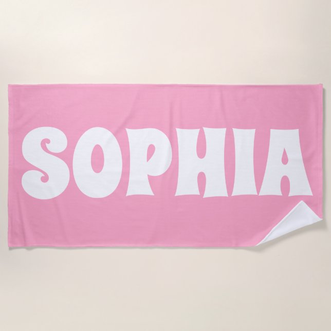 Custom Name Personalised Pool Birthday Vacation Beach Towel (Front)