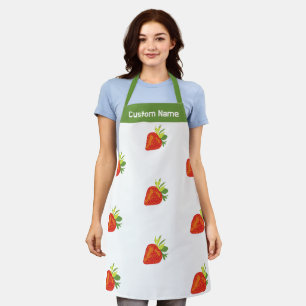 Custom Name Personalized Aprons, Red Strawberry Apron