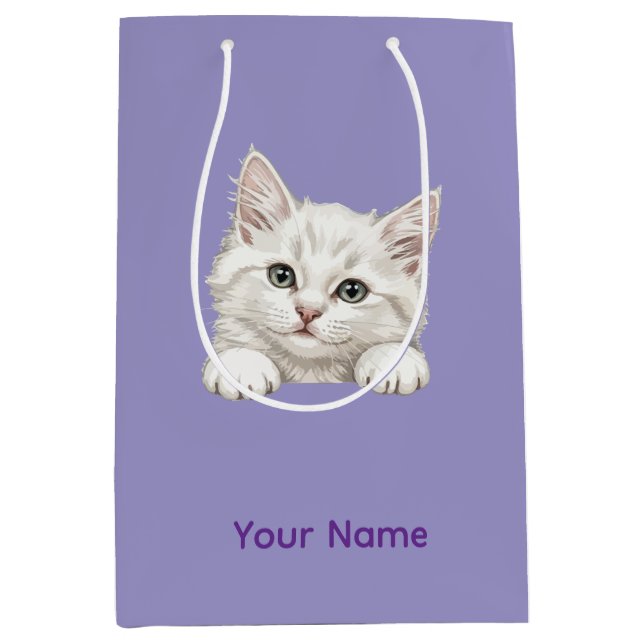 Custom Name Personalized Kitten Art Gift Medium Gift Bag (Front)