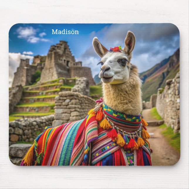 Custom Name Peru Llama Mouse Pad (Front)
