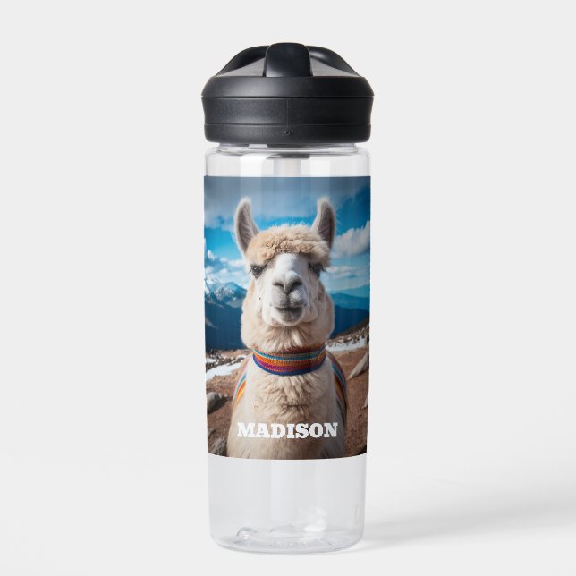 Custom Name Peru Llama Water Bottle (Front)