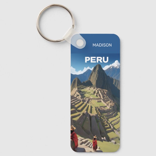 Custom Name Peru Machu Picchu Key Ring (Front)