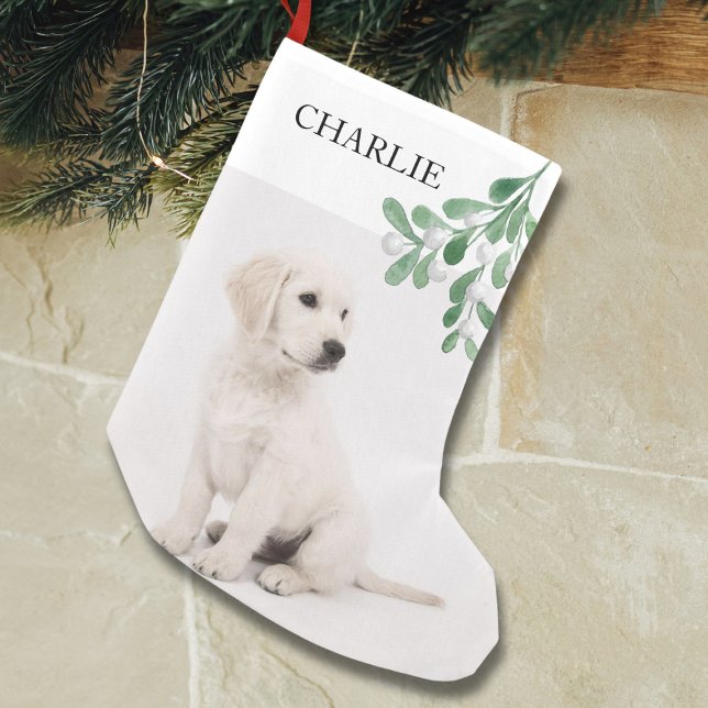 Custom Name Pet Dog Photo Christmas Holiday Small Christmas Stocking (Creator Uploaded)