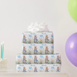 Custom Name Peter Easter Bunny Easter Egg Basket Wrapping Paper