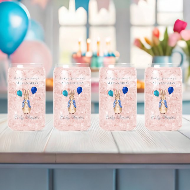 Custom Name Peter the rabbit Baby Shower Can Glass (Insitu (Baby Shower))