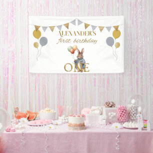Custom Name Peter the Rabbit First Birthday Banner