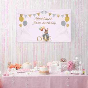 Custom Name Peter the Rabbit First Birthday Banner