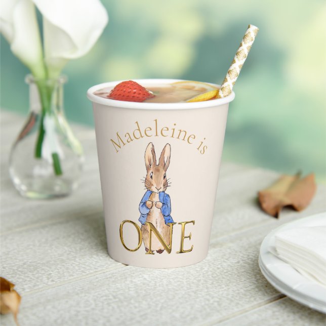 Custom Name Peter the rabbit First Birthday ONE Paper Cups (Insitu)